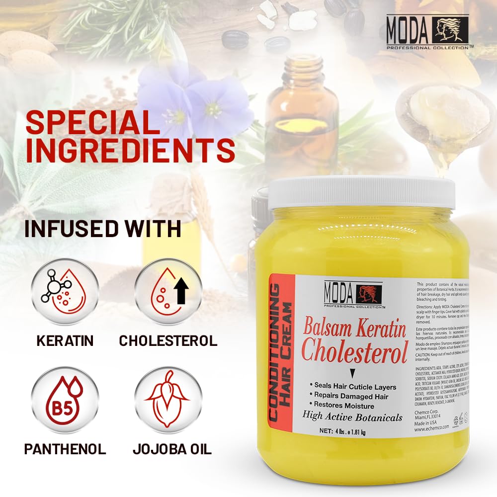 MODA professional hair-treatment gallon label highlights bulk hospitality amenity usage.