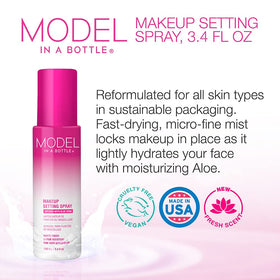 Model in a Bottle spray mist on skin for matte finish.