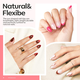 Modelones 15 sizes short almond tips for precise nail fit