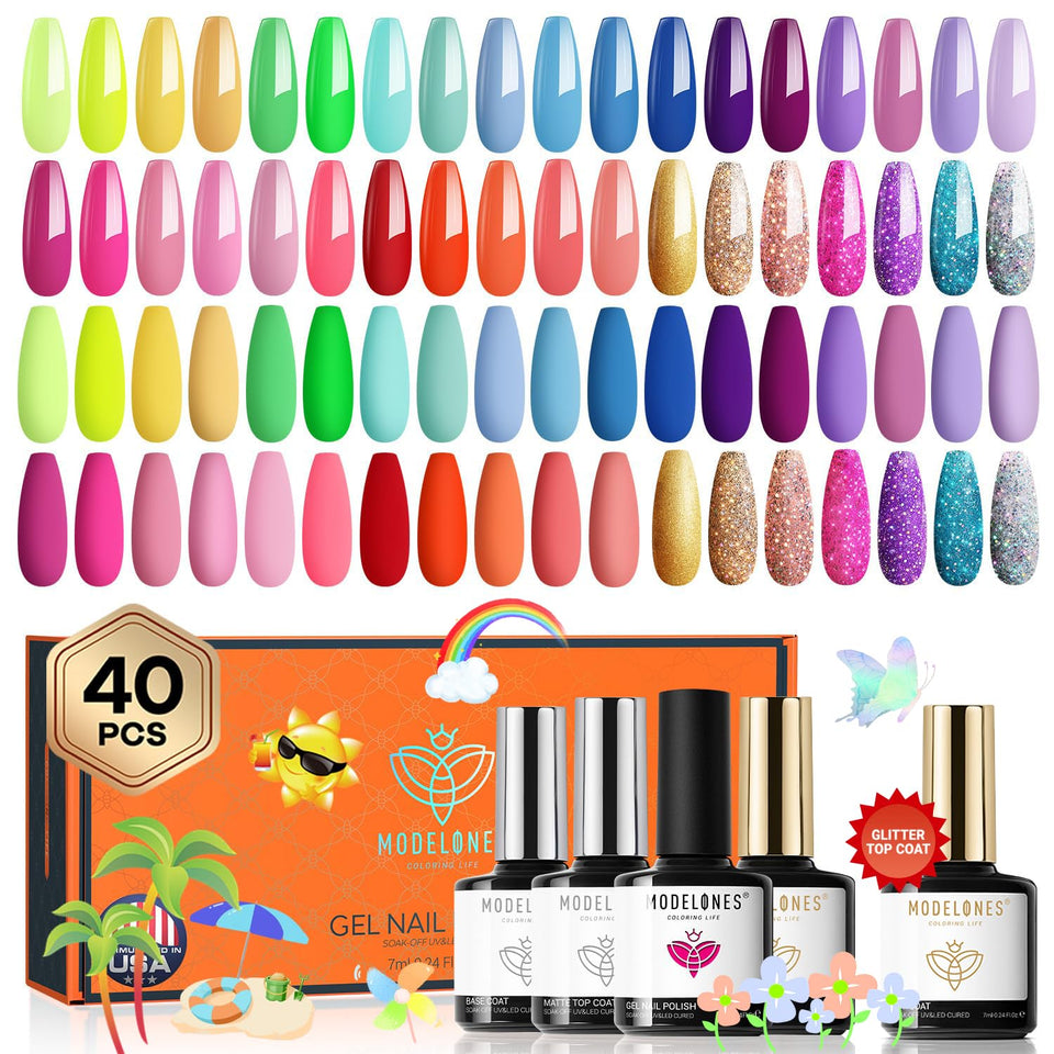 Modelones 40-piece gel nail set displayed for a complete at-home manicure