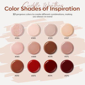 Modelones color swatches autumn winter collection nails display chic nude to red tones.