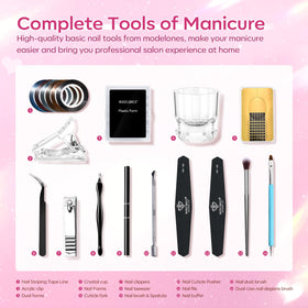 Complete poly nail tools keep cleanup simple for at-home manicures.