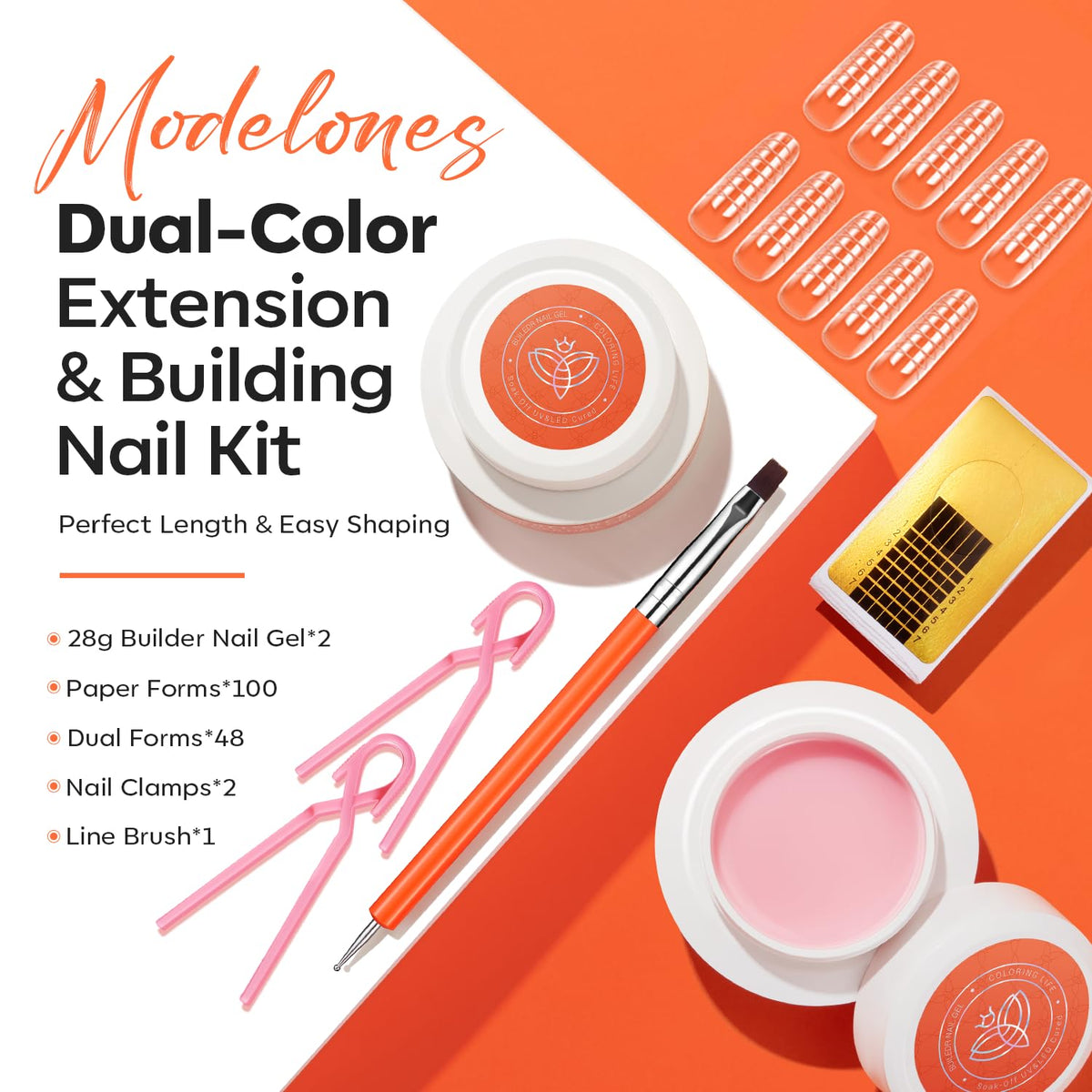 Modelones dual-ended brush shown for precise pickup and smooth gel application.