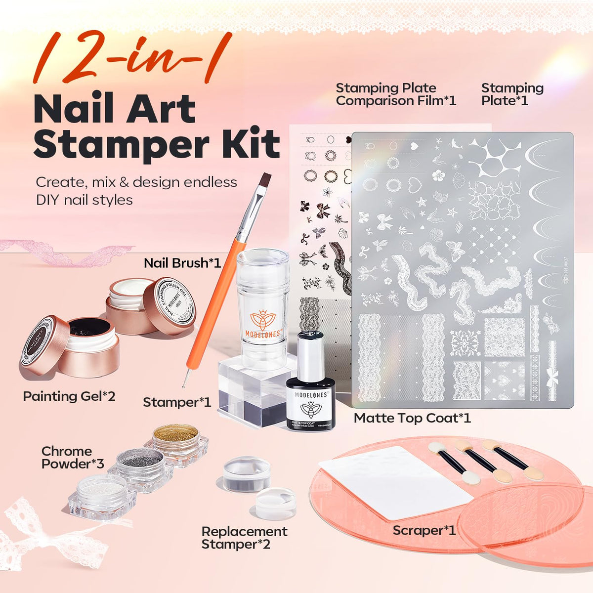 Modelones dual-head stamper enables versatile French tip styles with ease.