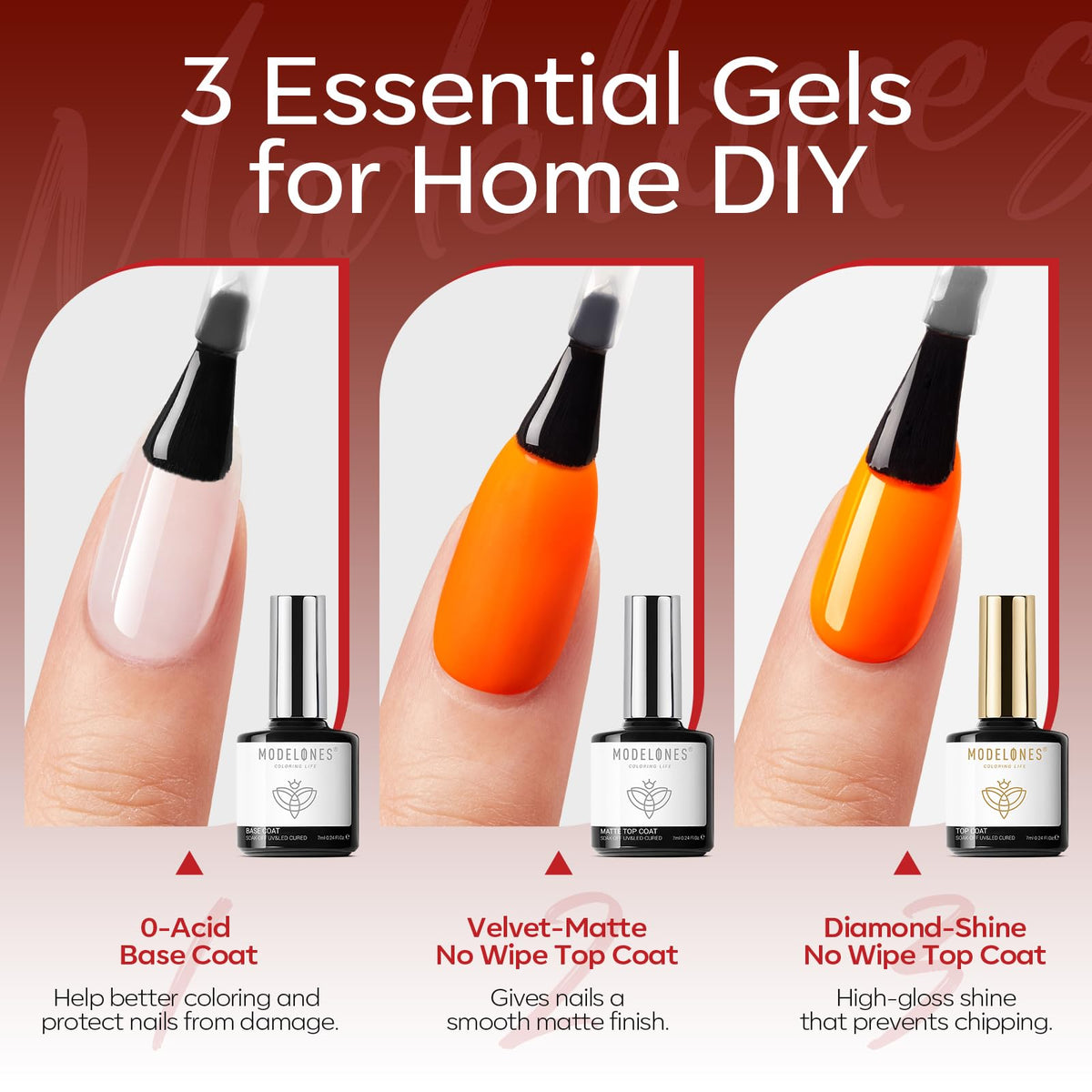 Modelones precise brush heads ensure even gel application