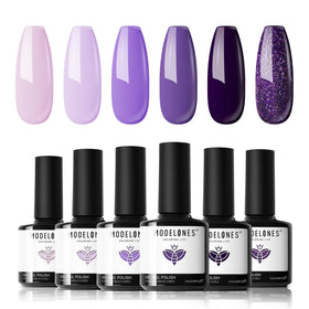 Modelones gel nail polish set purple 6 colors for at-home manicures