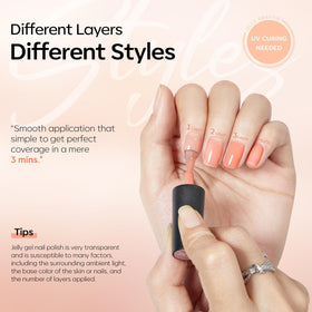 Modelones jelly polish cures efficiently with LED lamp for quick at-home manicures.