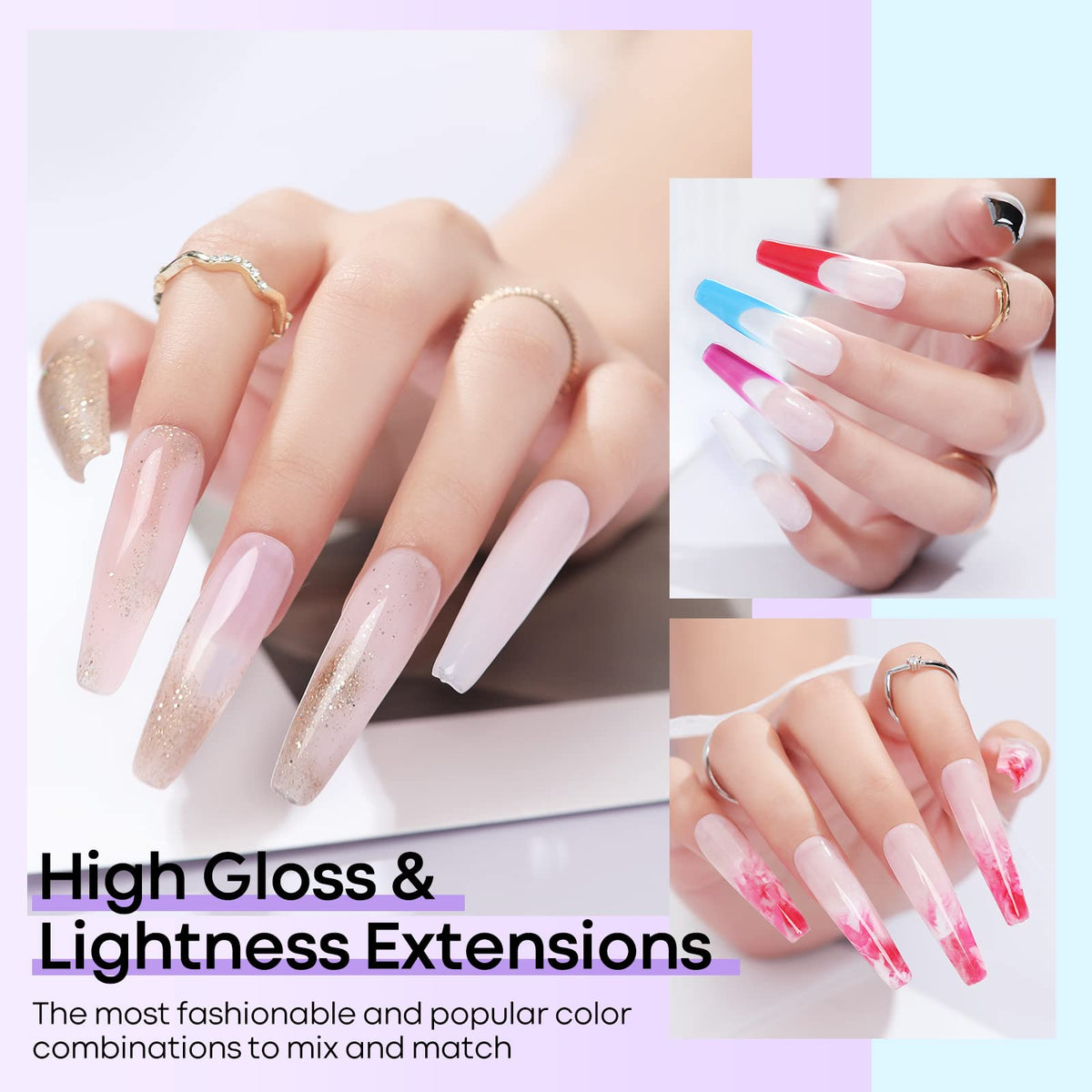 Modelones nail art ideas on nails with glitter and solids.