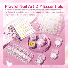 Nail art stickers provide quick embellishments for themed looks.