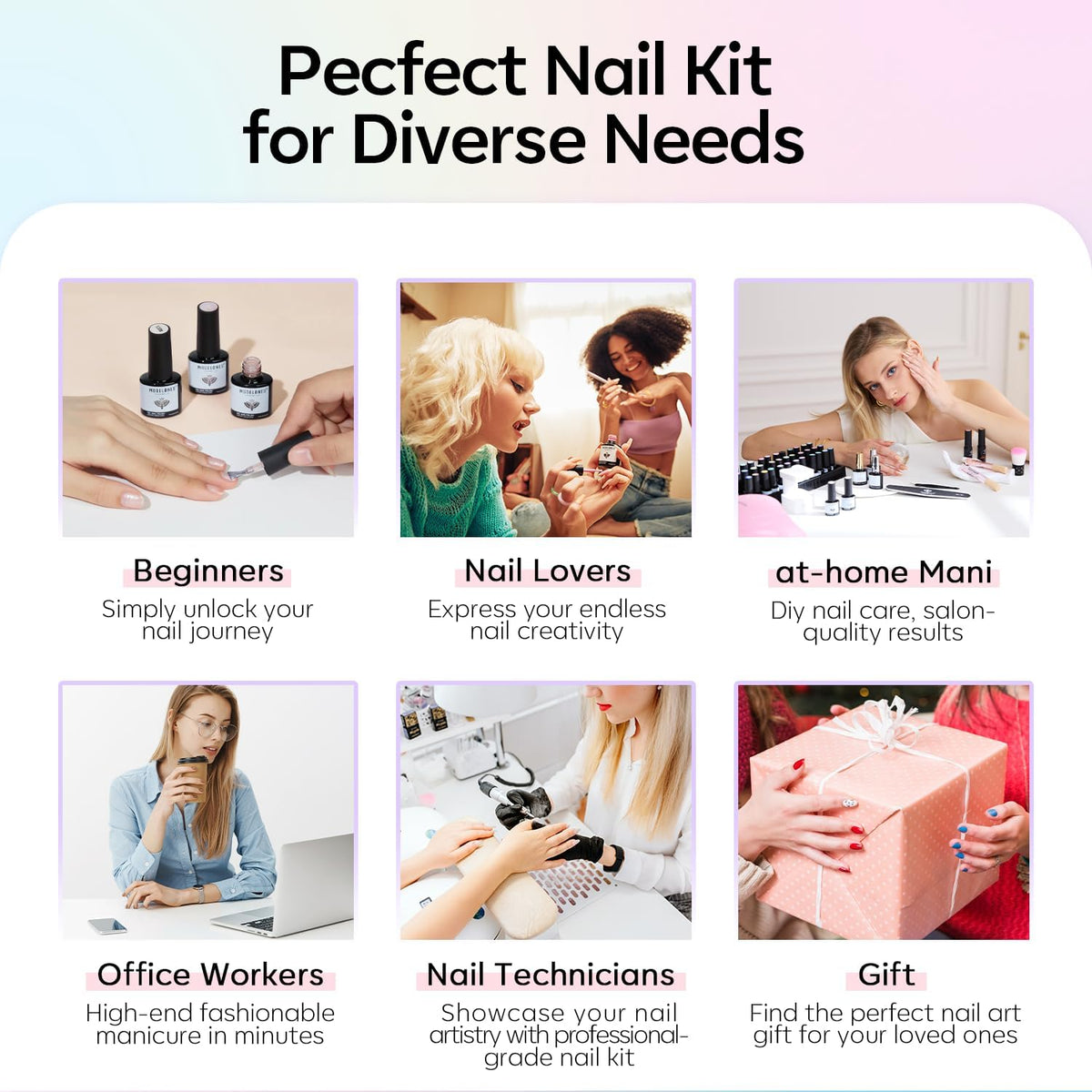 Modelones nail brush enables even, professional-looking application.
