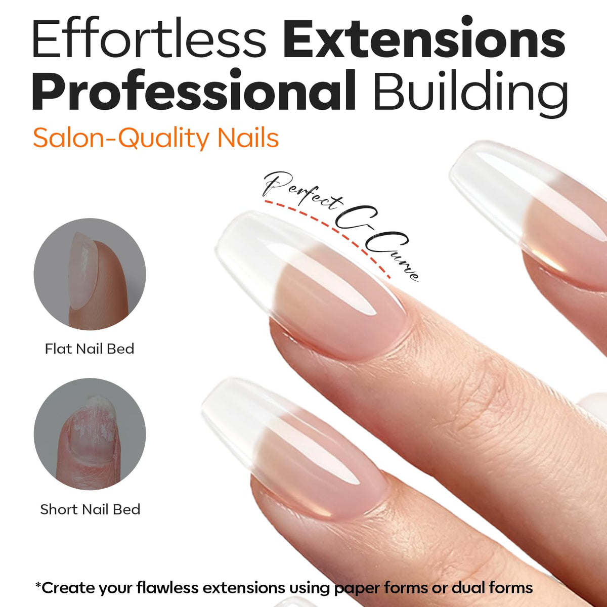 Modelones nail forms ready for accurate extensions and sculpting.