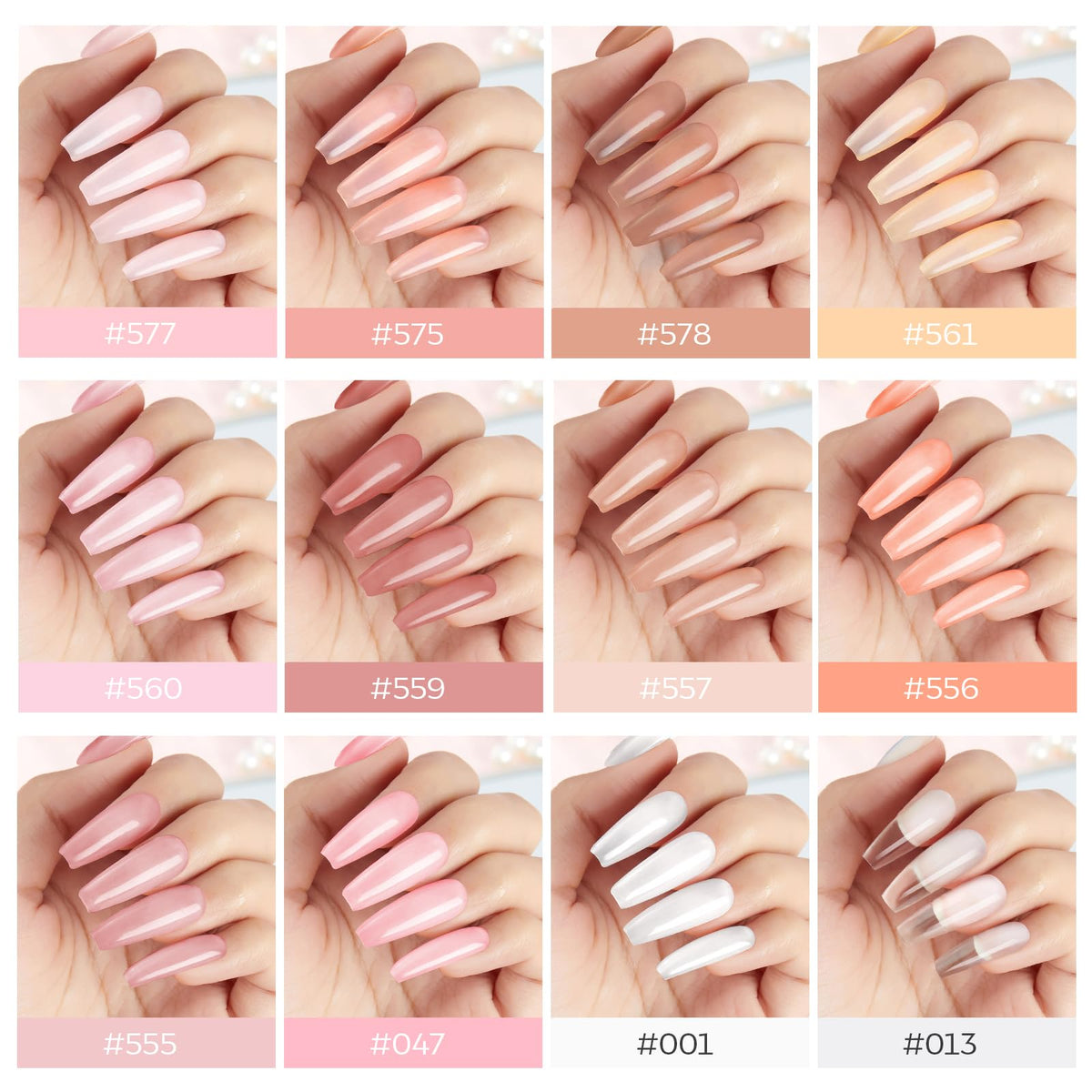 Modelones nude-pink color swatches demonstrate versatile all-season looks.