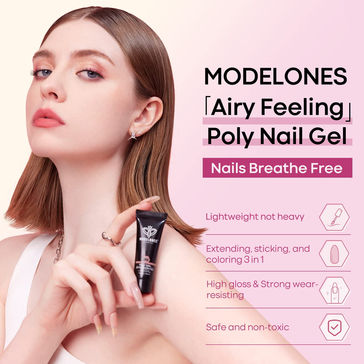 Modelones poly extension gel provides durable, long-lasting nails with proper application.