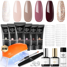 Modelones poly-extension gel nail kit in six colors for easy at-home manicures.