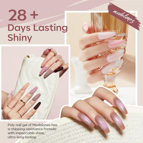 Modelones brown tone gel swirl for rich, natural nails