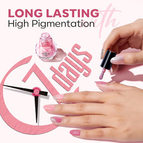 Modelones quick-dry timer shows fast at-home manicure results.