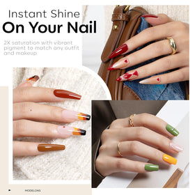 Modelones glossy top coat 7ml delivers a shiny, long-lasting finish.