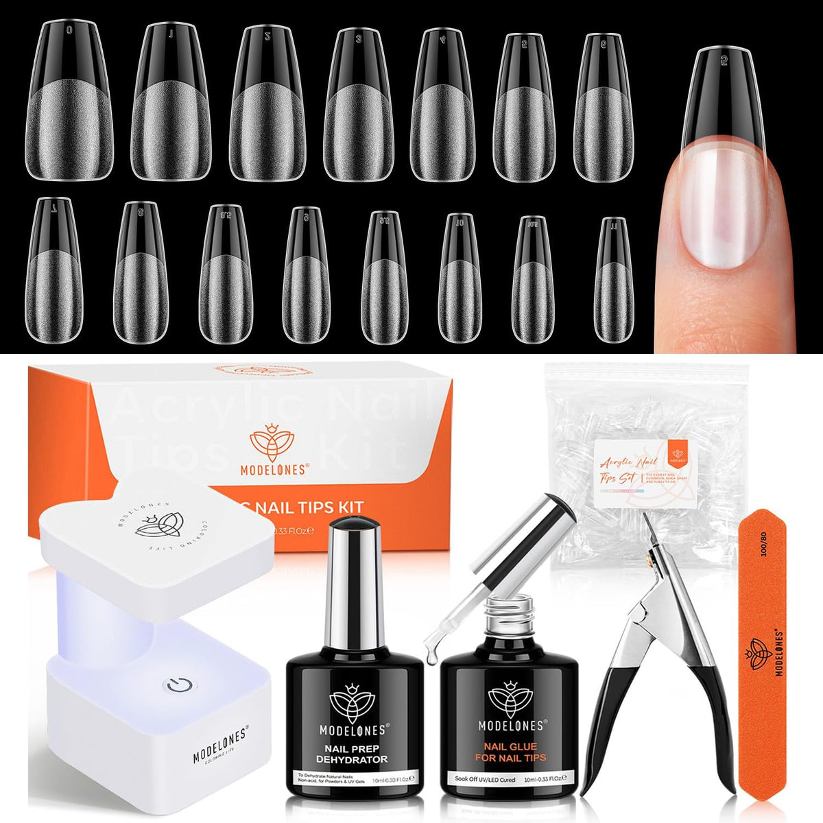 Modelones X Nail Gel Kit box front showing the full at-home manicure setup.