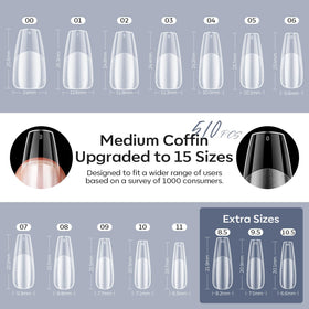 Modelones X Nail Gel Kit contents spread revealing 510 coffin tips and tools.