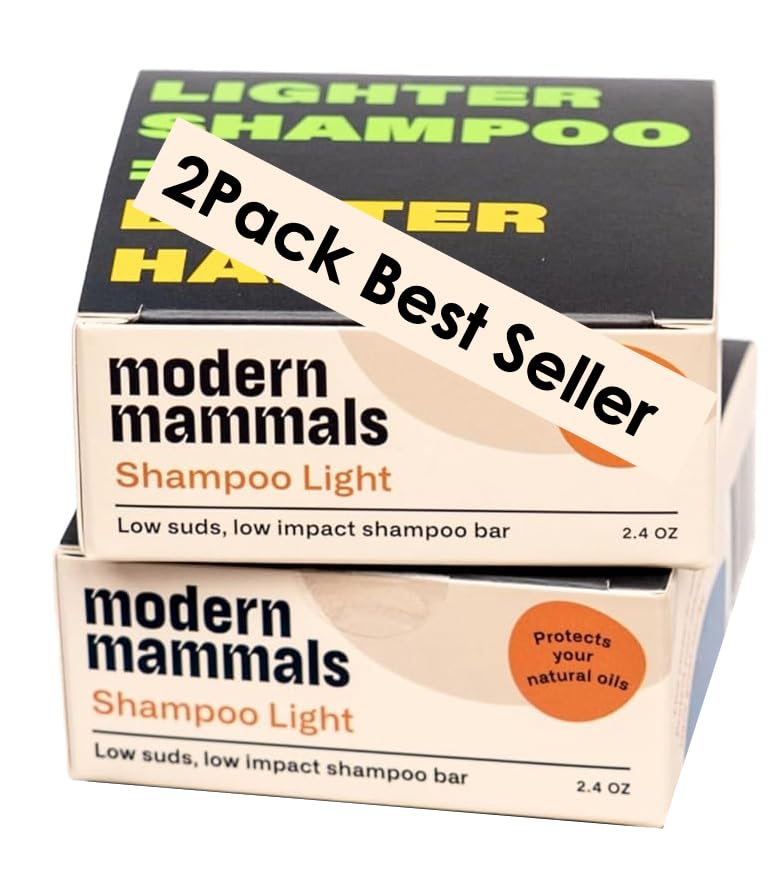 Modern Mammals Light Shampoo Bar two-bars pack, fragrance-free and gentle for sensitive scalps.