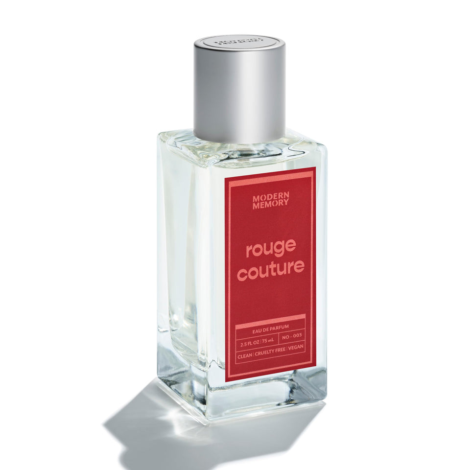 Modern Memory Rouge Couture bottle front view with raspberry note accents.