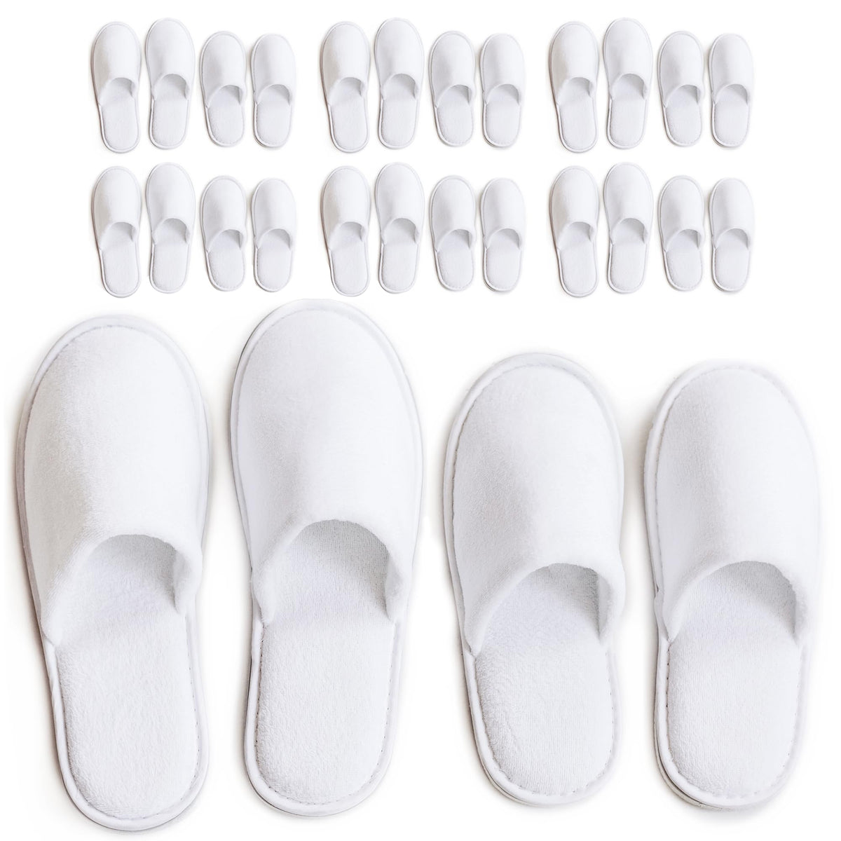 Modlux Spa Slippers pack with closed-toe cotton velvet white for guest room comfort