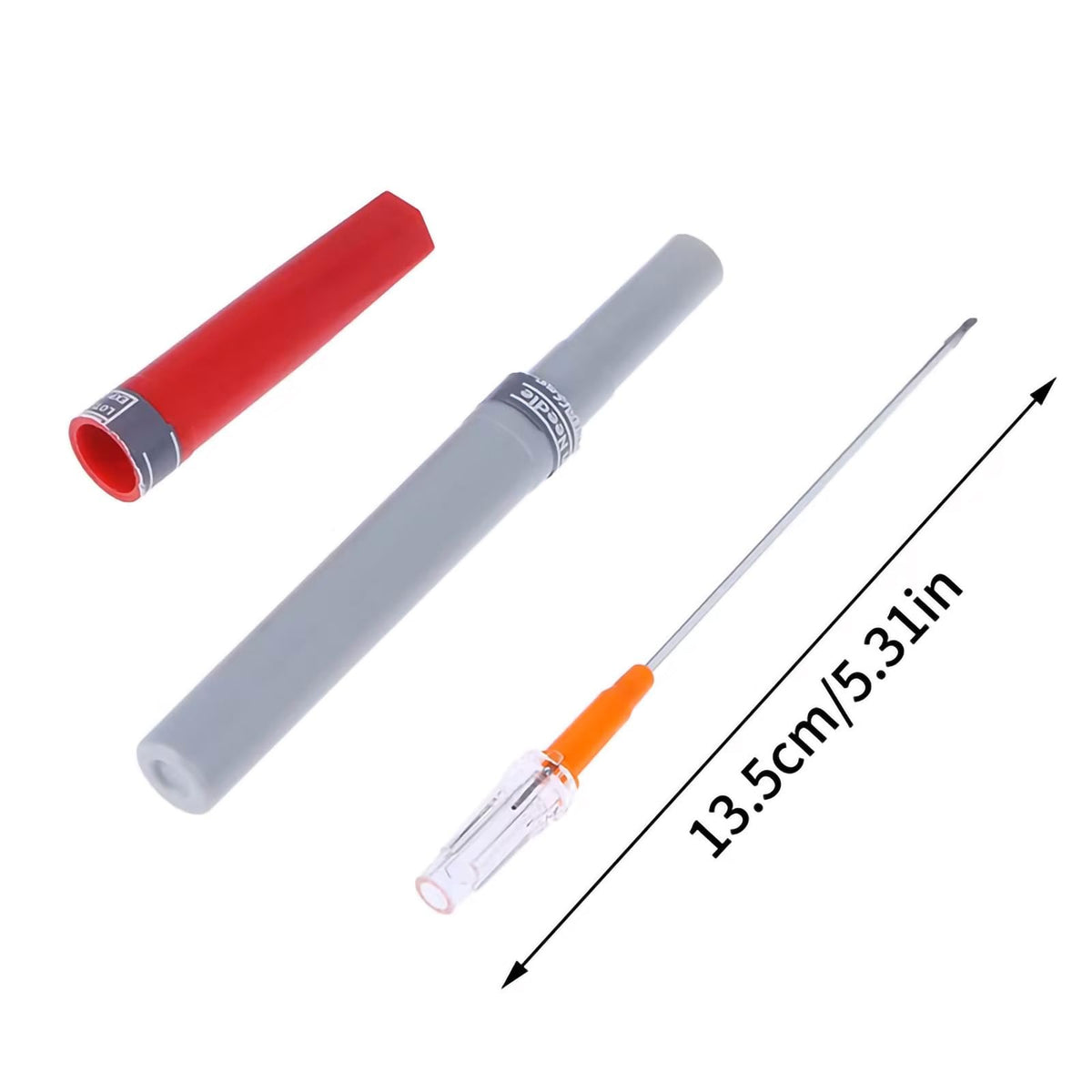 Included silicone sleeve safeguards needles during storage