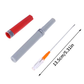Included silicone sleeve safeguards needles during storage