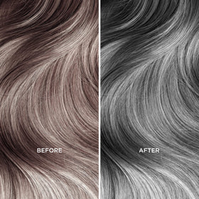 MOEHAIR Color Infuse Silver bottle close-up shows blue tint for toning.