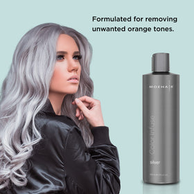 MOEHAIR Color Infuse Silver is a salon-grade toner for brassy hair.