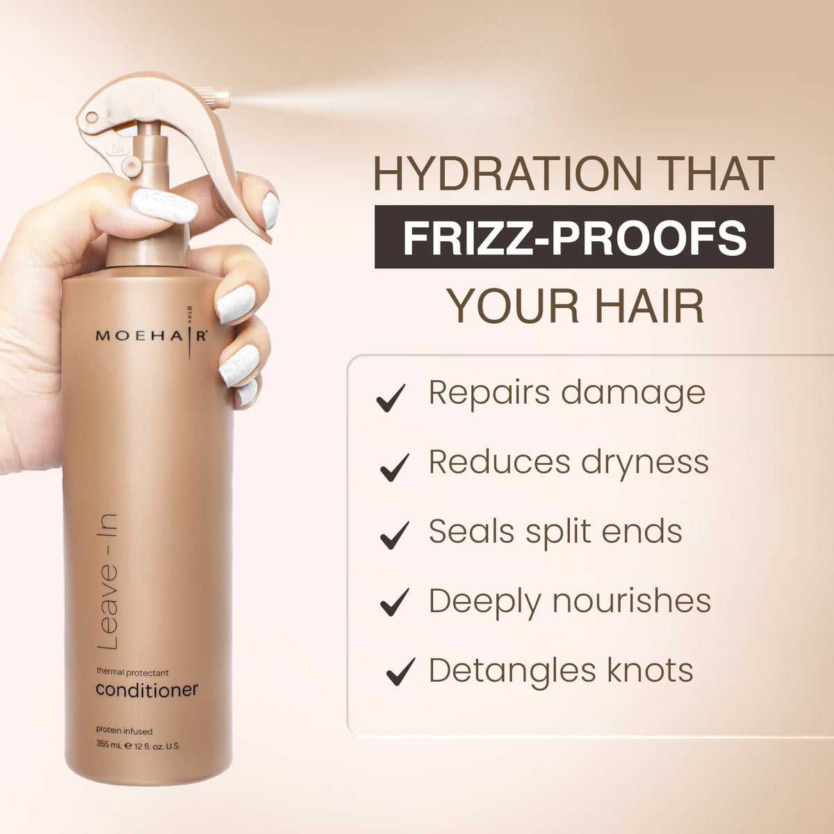 MOEHAIR ingredients with argan oil and proteins for smoother-looking strands