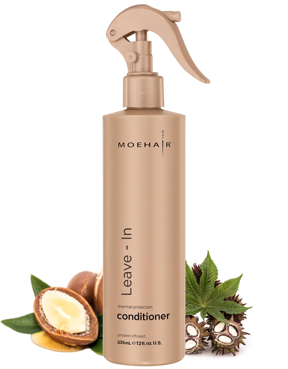 MOEHAIR leave-in conditioner bottle aiding easy detangling and lasting moisture