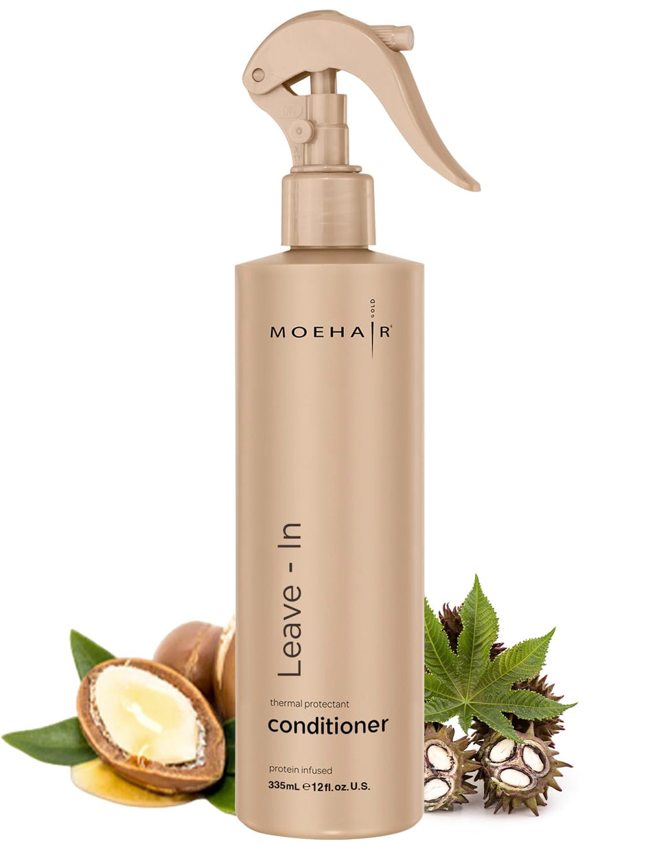 MOEHAIR leave-in conditioner bottle aiding easy detangling and lasting moisture