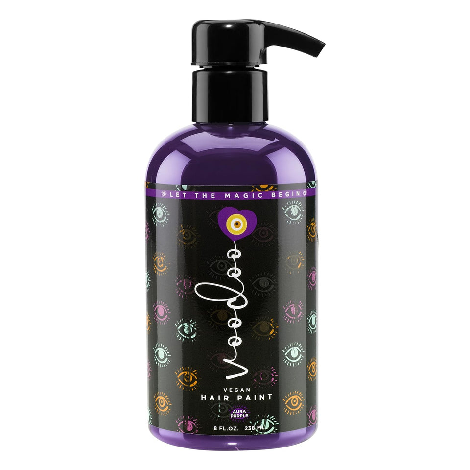 MOEHAIR Voodoo Purple bottle pour shows vibrant semi-permanent color for at-home styling
