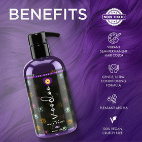 MOEHAIR Voodoo Purple dye bottle close-up highlighting vegan cruelty-free formula
