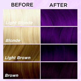 MOEHAIR Voodoo Purple dye on hair demonstrating creamy, non-drip application