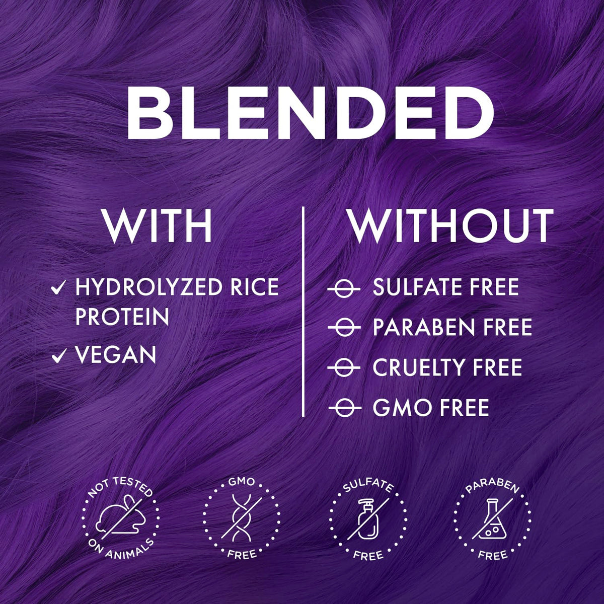 MOEHAIR Voodoo Purple swatches demonstrating blendable color options