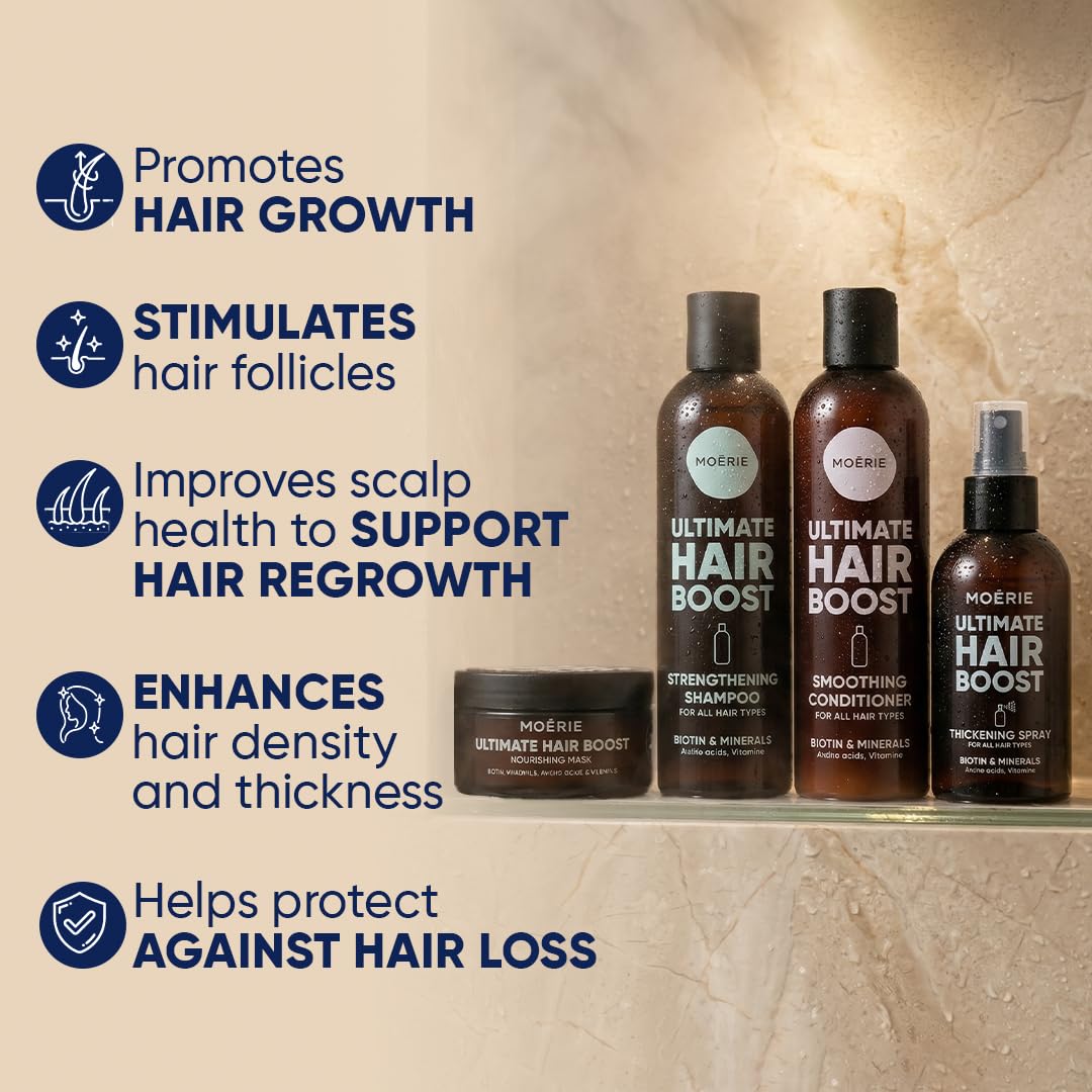 Moerie conditioner bottle providing moisture for smoother strands