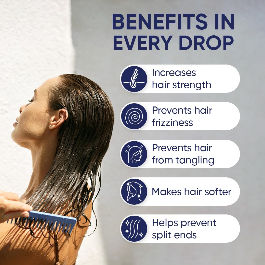 Moerie conditioner applied to hair for a smoother texture.