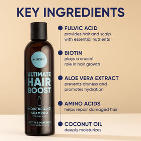 Moerie Hair Growth Shampoo being poured for easy daily use.