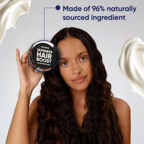 Moerie Mineral Hair Growth Mask in use during a self-care routine for thicker-looking hair.