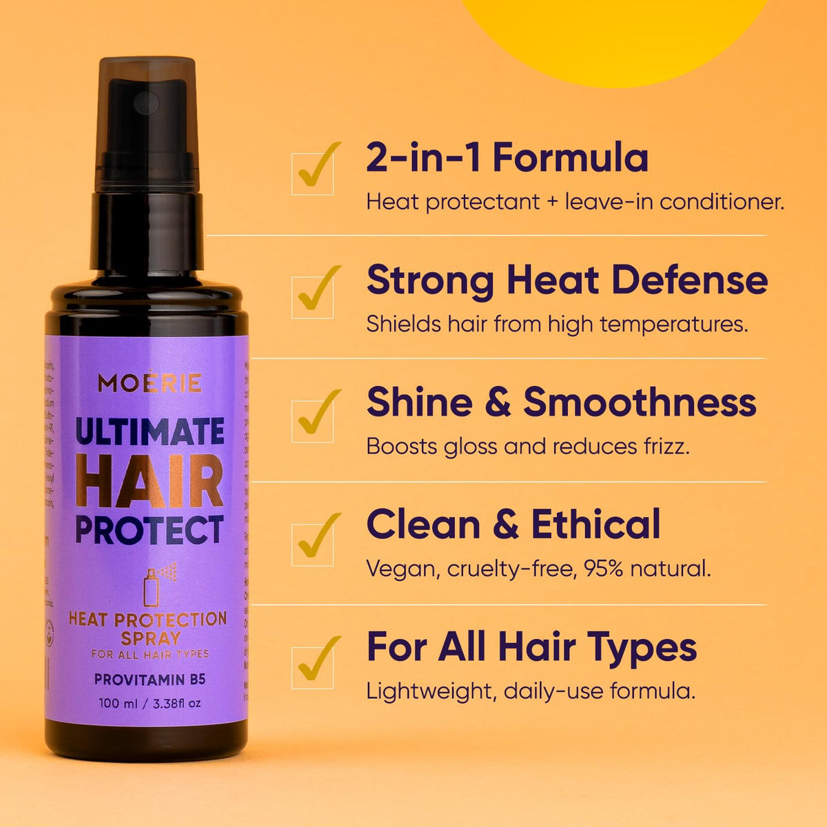 Moerie thermal protection mist closeup shows fine spray for even coverage