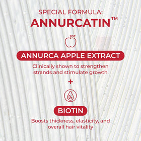 Close-up of biotin and amino acids in MOEV ANNURCATIN Shampoo.