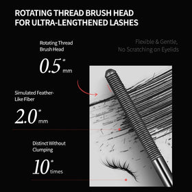 MOGSLRPE mascara brush detail closeup, precise coating for even lash coverage