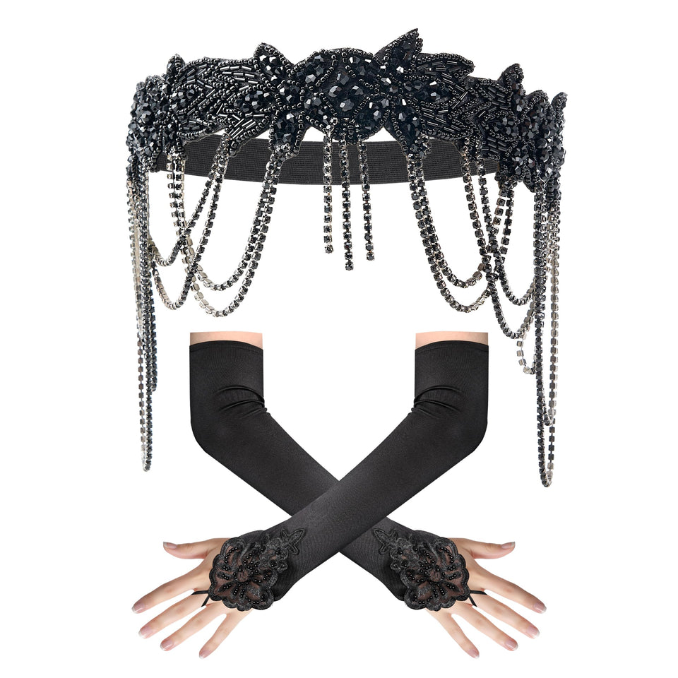 MoHern 1920s flapper headpiece glitter for glamorous party looks.
