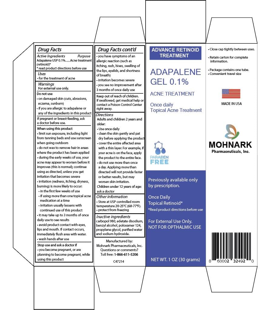 Mohnark Adapalene gel on face demonstrating clear pores and balanced texture.