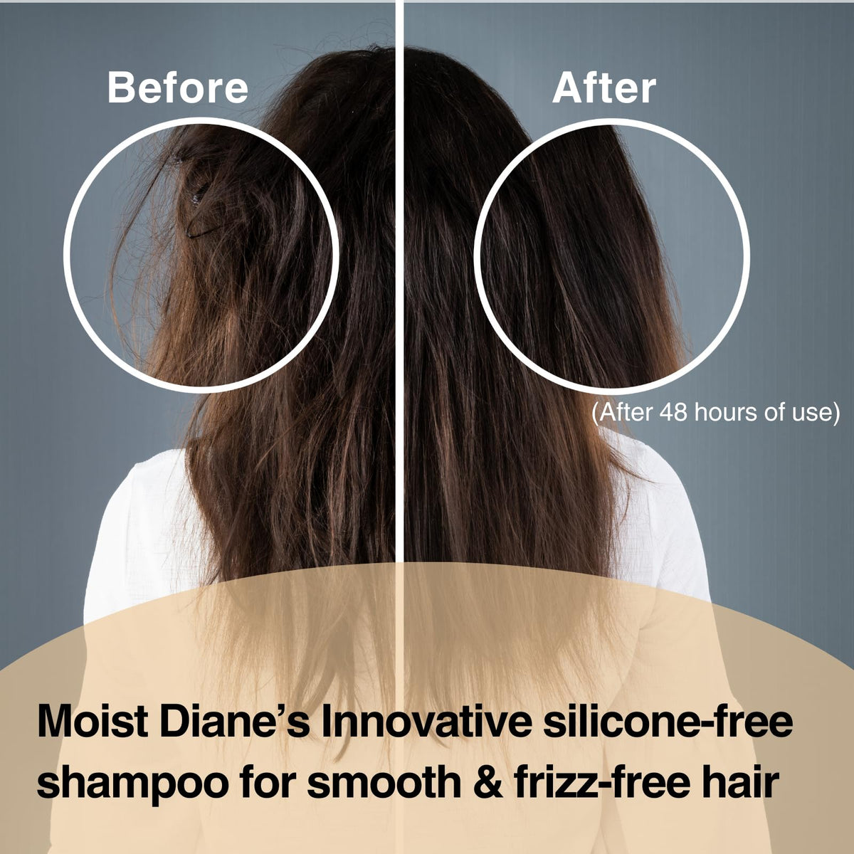 Moist Diane argan oil drop highlighting nourished, glossy strands.
