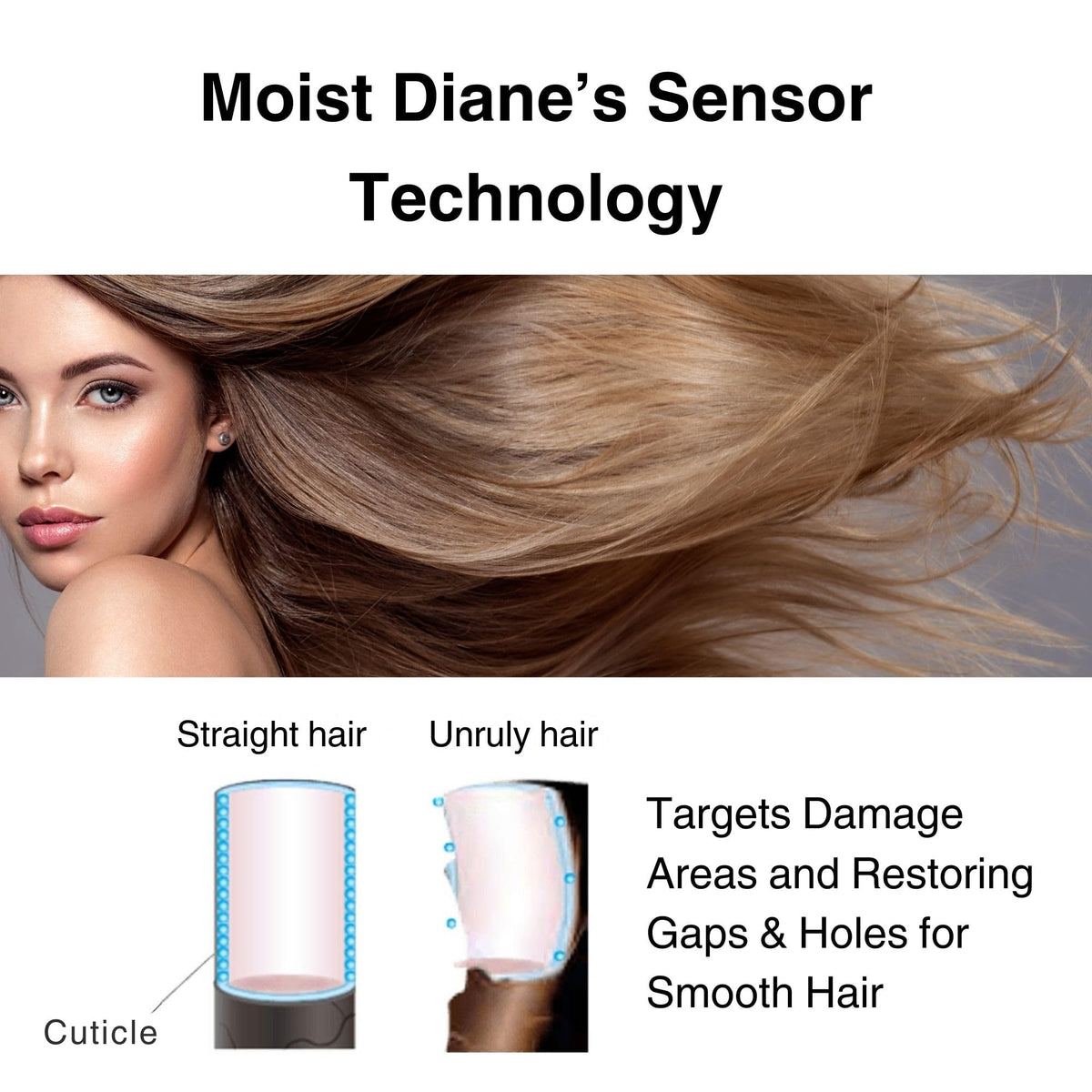 Moist Diane argan oil drops symbolize nourishing shine and manageability.