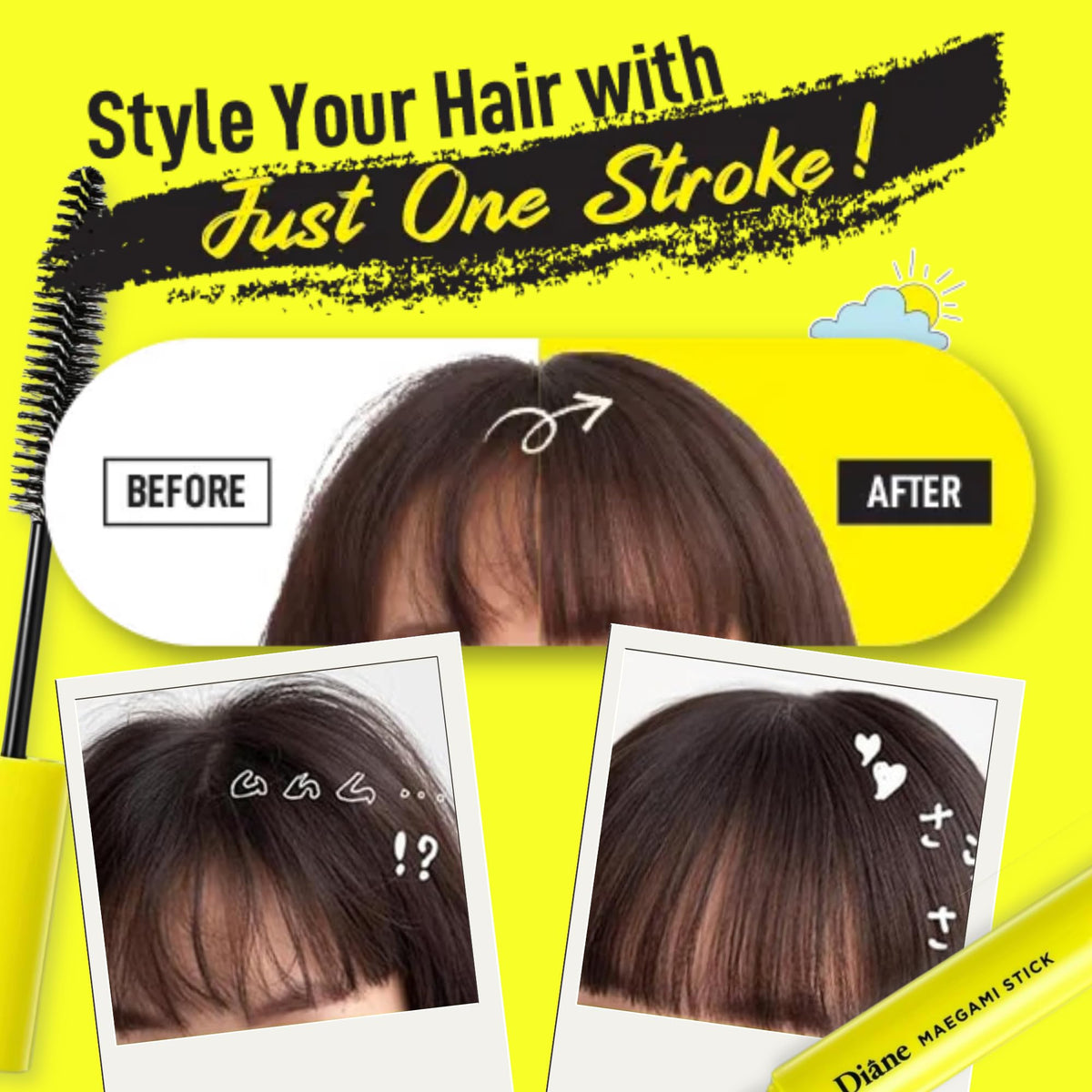 Moist Diane Maegami Stick Natural being applied to tame flyaways.