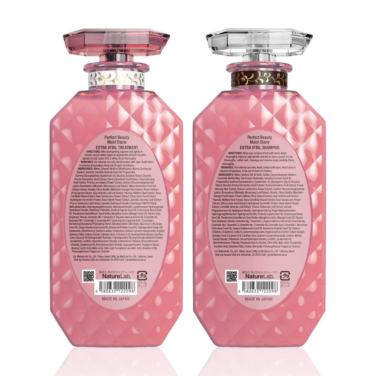 Moist Diane bottle with glossy shine on hair application.